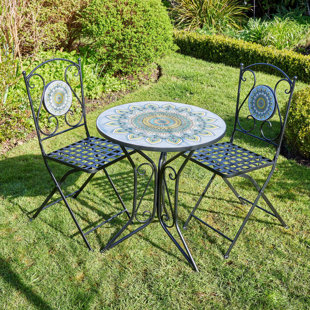 Blue mosaic bistro set hot sale